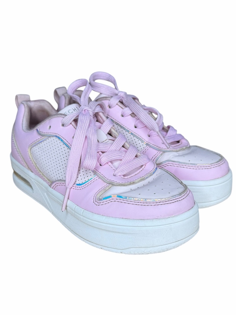 Skechers Street Uno Lite Air Kids 1 Pink White Platform Sneakers Girls Shoes